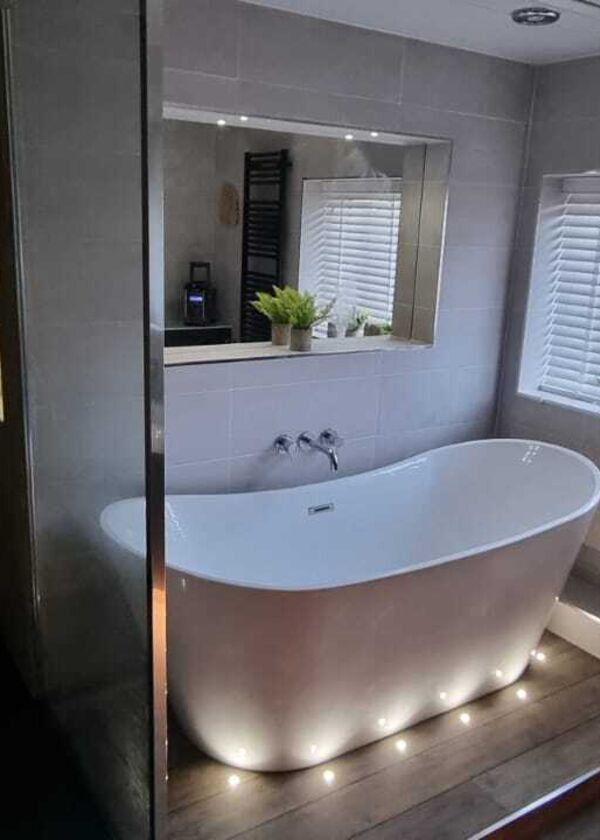 After photos - Large bathroom redesign with freestanding bath and large shower After photos - Large bathroom redesign with freestanding bath and large shower